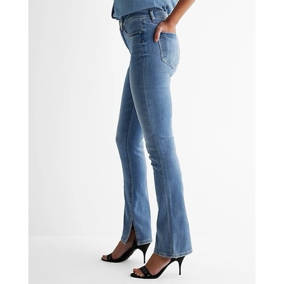 Express Womens 12 R Skyscraper Mid Rise Split Hem Bootcut Stretch Jeans - Picture 1 of 8